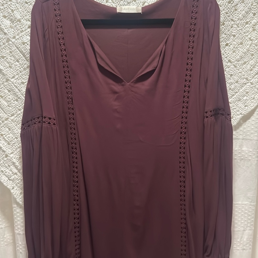 Altar’d State Elegant Plum Long Sleeve Dress - Picture 4 of 7